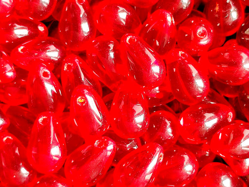 30 pcs Teardrop Beads 6x9 mm, Siam Red, Czech Glass