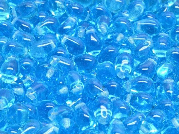 Teardrop Beads 6x9 mm, Aqua Blue, Czech Glass
