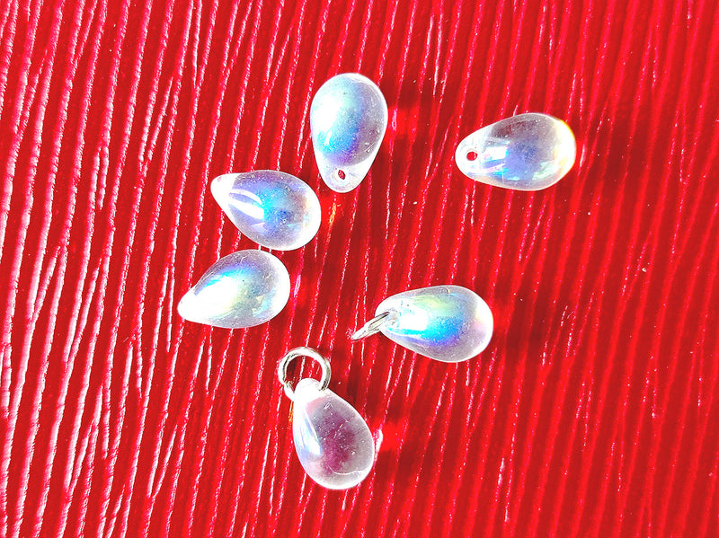 30 pcs Teardrop Beads 6x9 mm, Crystal Clear AB, Czech Glass