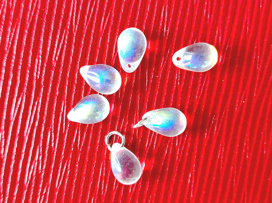 30 pcs Teardrop Beads 6x9 mm, Crystal Clear AB, Czech Glass — ScaraBeads US