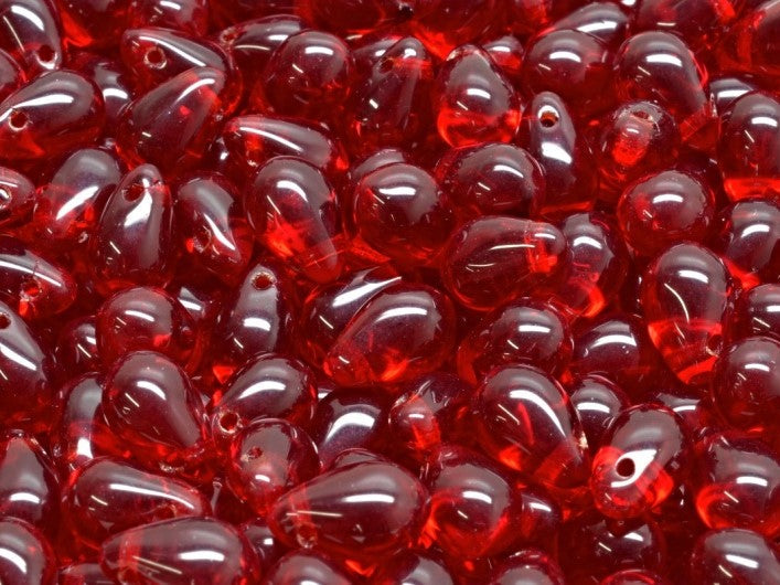 30 pcs Teardrop Beads 6x9 mm, Dark Ruby, Czech Glass