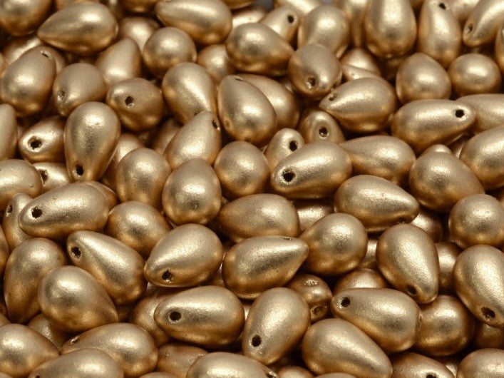 Teardrop Beads 6x9 mm, Aztec Gold, Czech Glass