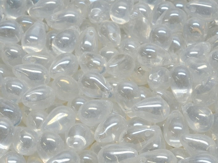4x6mm Tear Drop Etched Glass Teardrop Beads Czech Glass Beads 6x4mm Gold  Ore 50 Beads 