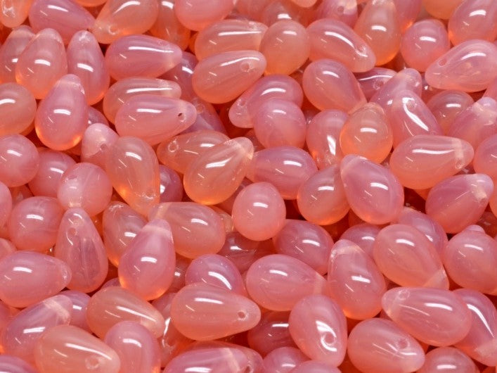 Teardrop Beads 6x9 mm, Pink Opal, Czech Glass