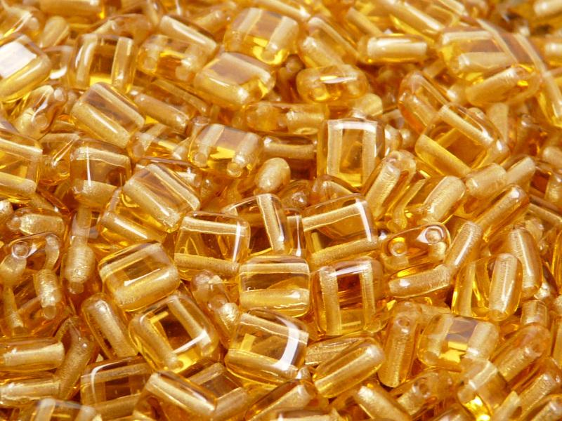 40 pcs 2-hole Tile Pressed Beads, 6x6x3mm, Topaz, Czech Glass