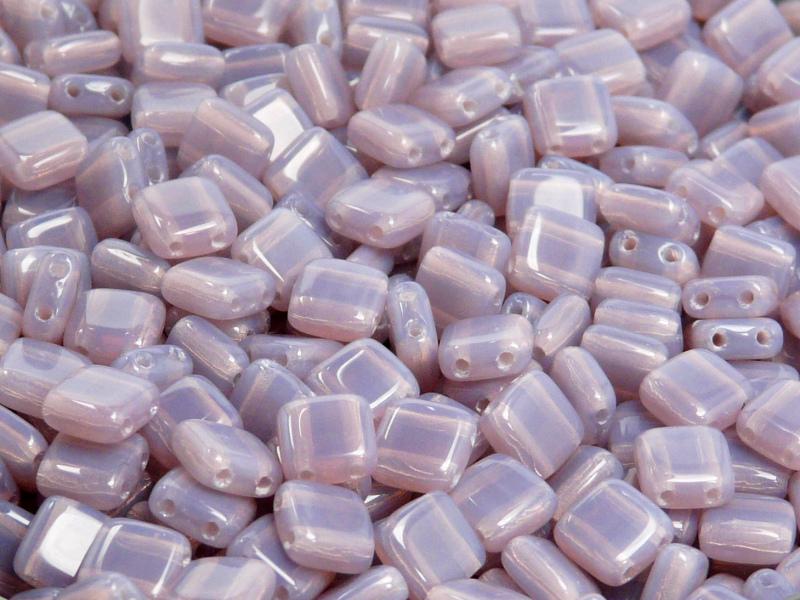 40 pcs 2-hole Tile Pressed Beads, 6x6x3mm, Violet Opal, Czech Glass