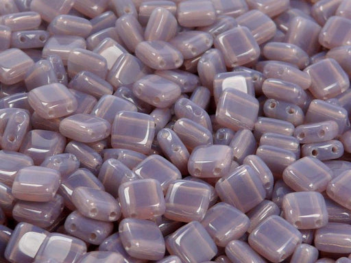 40 pcs 2-hole Tile Pressed Beads, 6x6x3mm, Violet Opal, Czech Glass