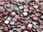 40 pcs 2-hole Tile Pressed Beads, 6x6x3mm, Hyacinth Travertine, Czech Glass