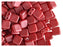 40 pcs 2-hole Tile Pressed Beads, 6x6x3mm, Pastel Dark Red Coral, Czech Glass