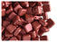 40 pcs 2-hole Tile Pressed Beads, 6x6x3mm, Terra Metallic Red, Czech Glass