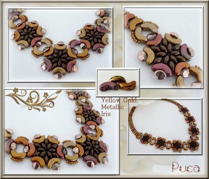 25 pcs Arcos® Par Puca® 3-hole Beads, 5x10mm, Alabaster Pastel Light Brown, Czech Glass