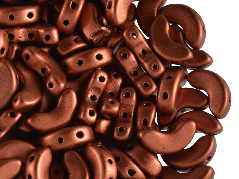25 pcs Arcos® Par Puca® 3-hole Beads, 5x10mm, Bronze Red Matte, Czech Glass