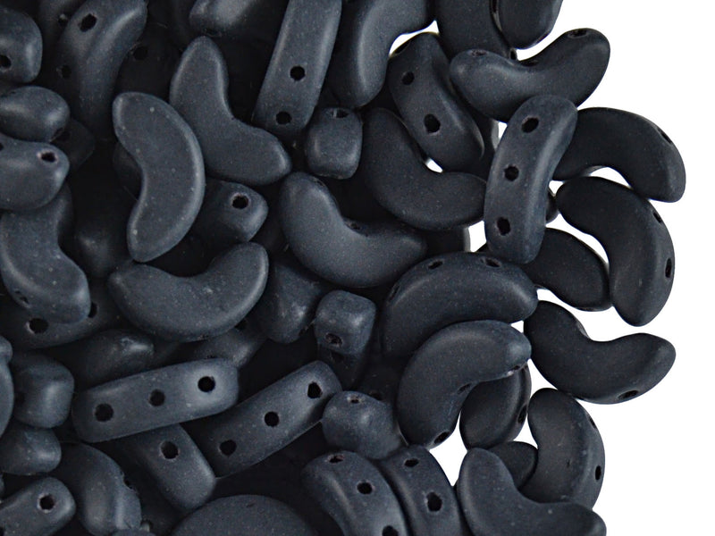 25 pcs Arcos® Par Puca® 3-hole Beads, 5x10mm, Jet Matte, Czech Glass