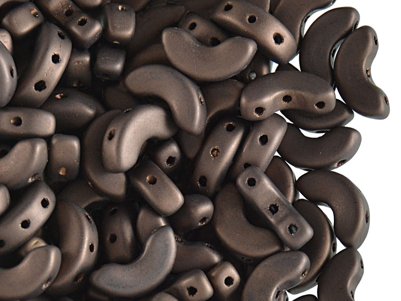 25 pcs Arcos® Par Puca® 3-hole Beads, 5x10mm, Dark Bronze Matte, Czech Glass