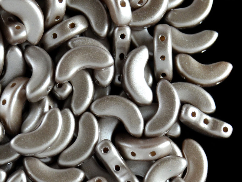 25 pcs Arcos® Par Puca® 3-hole Beads, 5x10mm, Alabaster Pastel Light Brown, Czech Glass