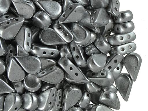 25 pcs Amos® Par Puca® 2-hole Beads, 5x8mm, Silver Aluminum Matte, Czech Glass