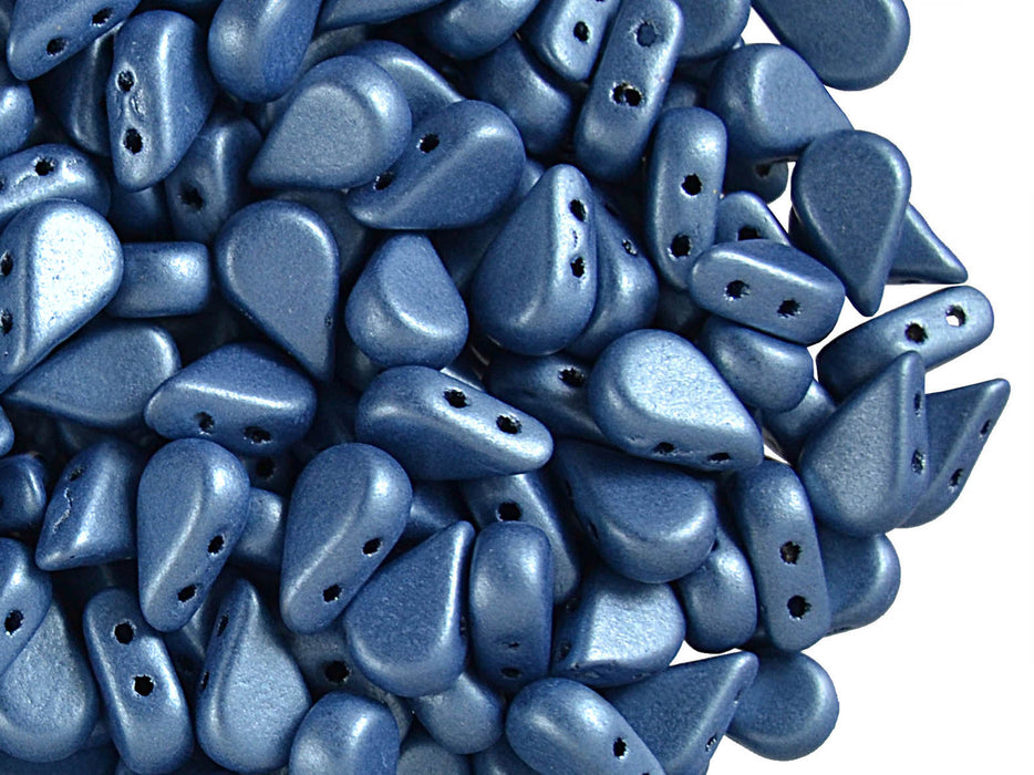 25 pcs Amos® Par Puca® 2-hole Beads, 5x8mm, Metallic Matte Blue, Czech Glass