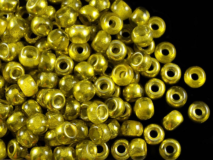 50 pcs Pony Pressed Beads, 2mm Hole, 5.5mm, Semi Apollo Yellow, Czech Glass