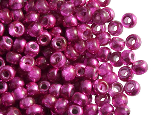 50 pcs Pony Pressed Beads, 2mm Hole, 5.5mm, Semi Apollo Pink, Czech Glass