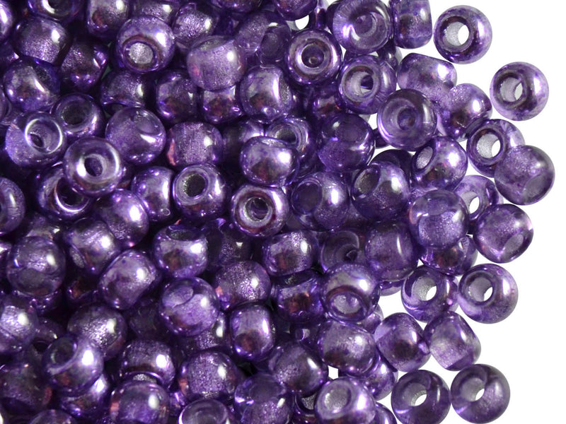 50 pcs Pony Pressed Beads, 2mm Hole, 5.5mm, Semi Apollo Violet, Czech Glass