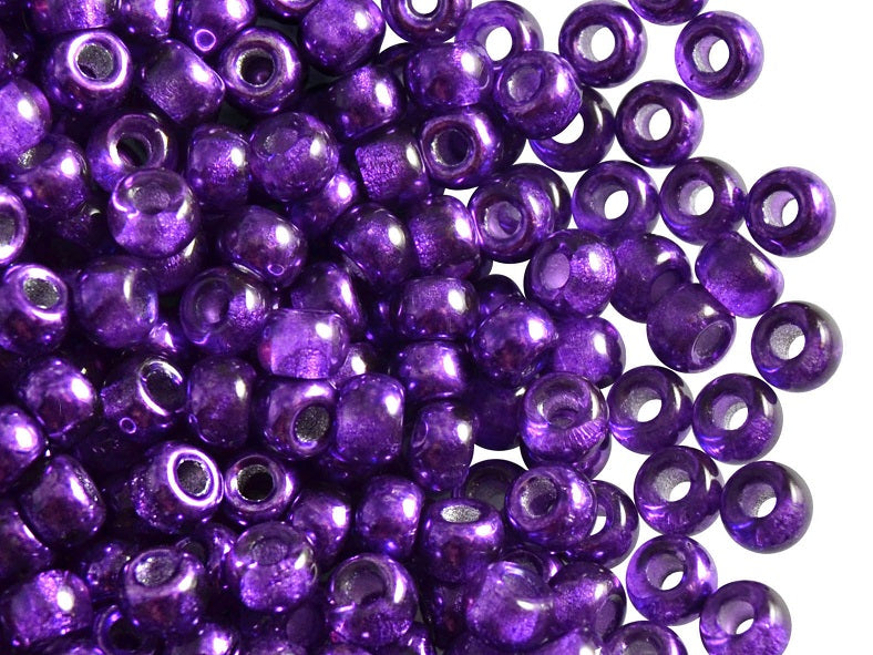 50 pcs Pony Pressed Beads, 2mm Hole, 5.5mm, Semi Apollo Purple, Czech Glass