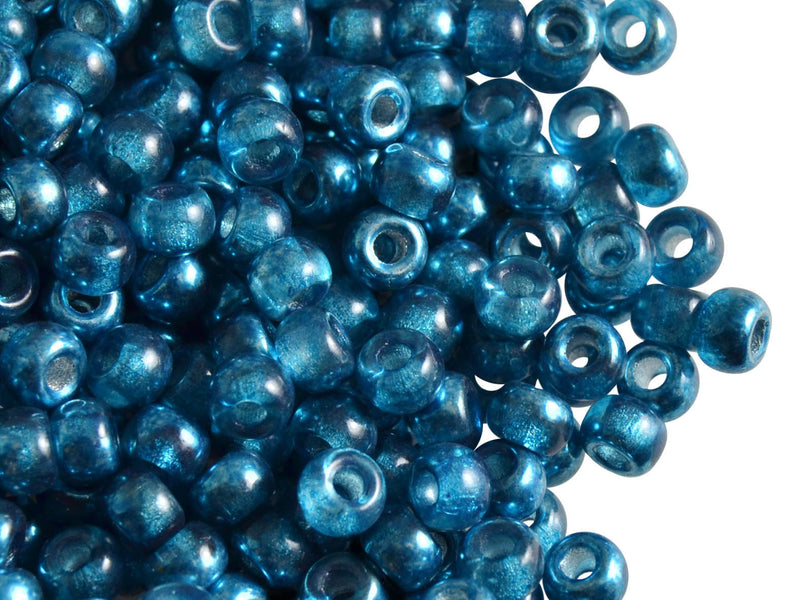 50 pcs Pony Pressed Beads, 2mm Hole, 5.5mm, Semi Apollo Blue, Czech Glass