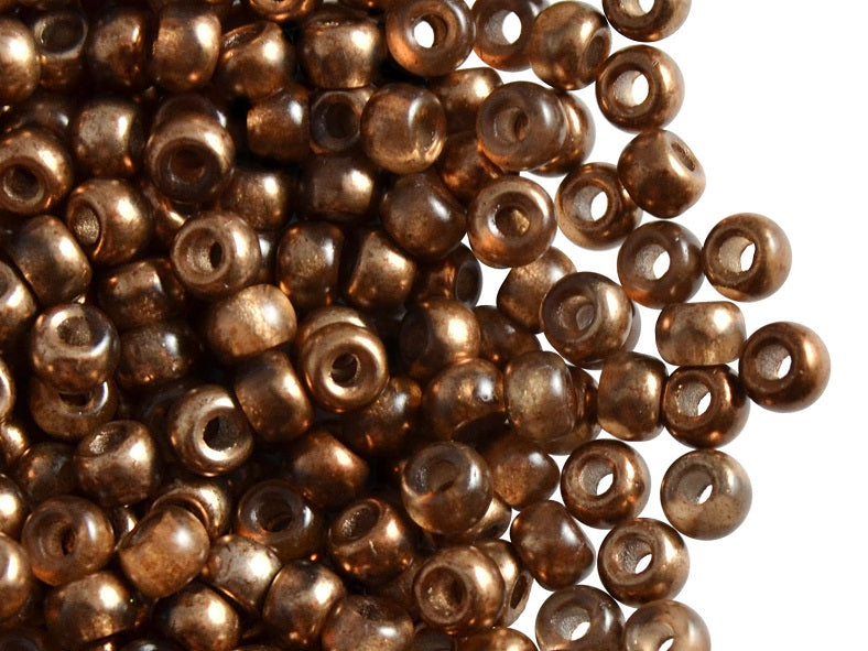 50 pcs Pony Pressed Beads, 2mm Hole, 5.5mm, Semi Apollo Brown, Czech Glass