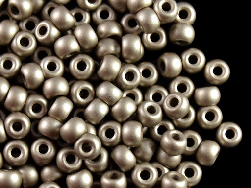 50 pcs Pony Pressed Beads, 2mm Hole, 5.5mm, Terra Metallic Gray Brown, Czech Glass