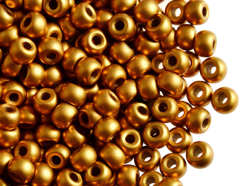 50 pcs Pony Pressed Beads, 2mm Hole, 5.5mm, Terra Metallic Bronze, Czech Glass