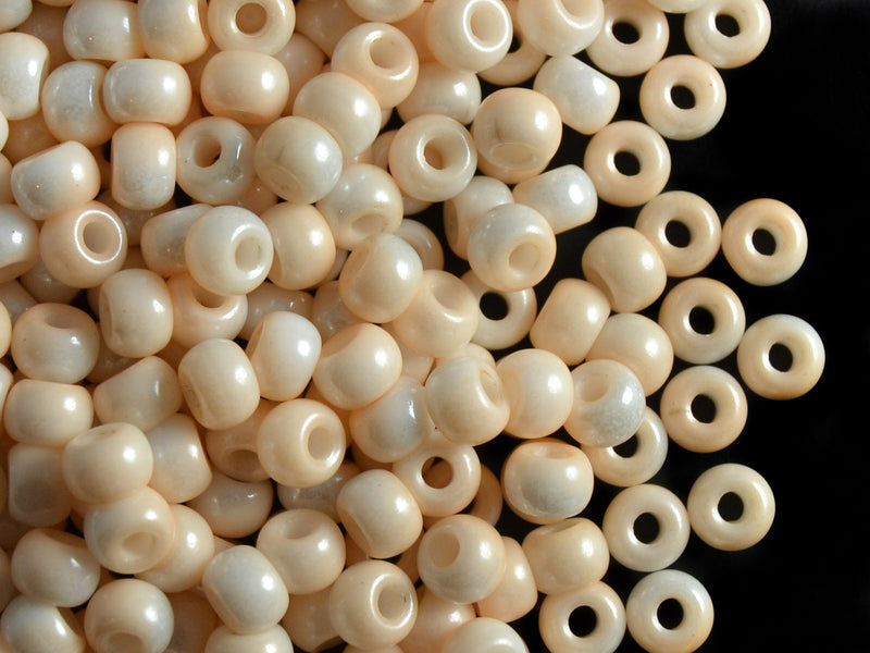 50 pcs Pony Pressed Beads, 2mm Hole, 5.5mm, White Orange Luster, Czech Glass