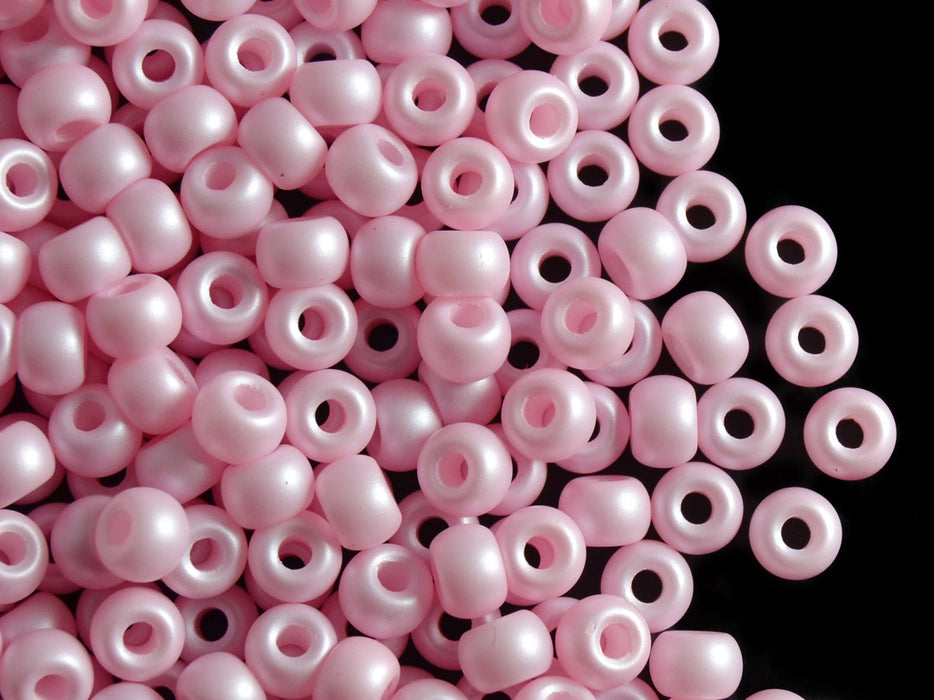 50 pcs Pony Pressed Beads, 2mm Hole, 5.5mm, Pastel Pink Matte, Czech Glass