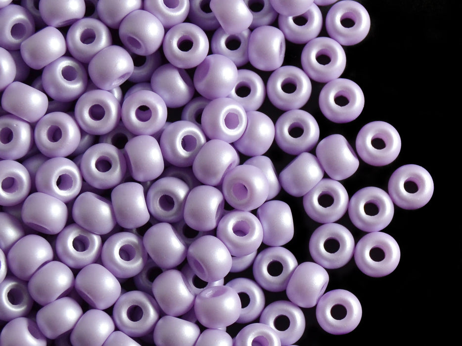 50 pcs Pony Pressed Beads, 2mm Hole, 5.5mm, Pastel Purple Matte, Czech Glass