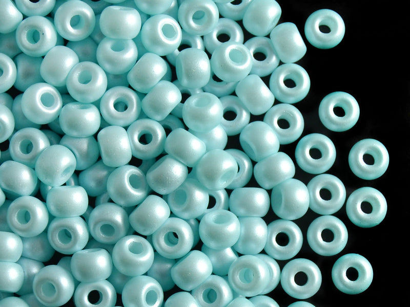 50 pcs Pony Pressed Beads, 2mm Hole, 5.5mm, Pastel Turquoise Matte, Czech Glass