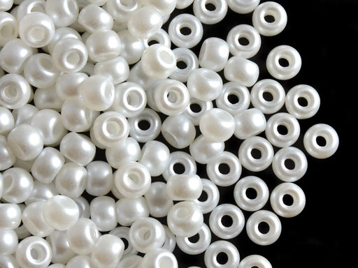 50 pcs Pony Pressed Beads, 2mm Hole, 5.5mm, Pastel White, Czech Glass