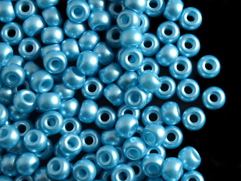 50 pcs Pony Pressed Beads, 2mm Hole, 5.5mm, Pastel Aqua, Czech Glass