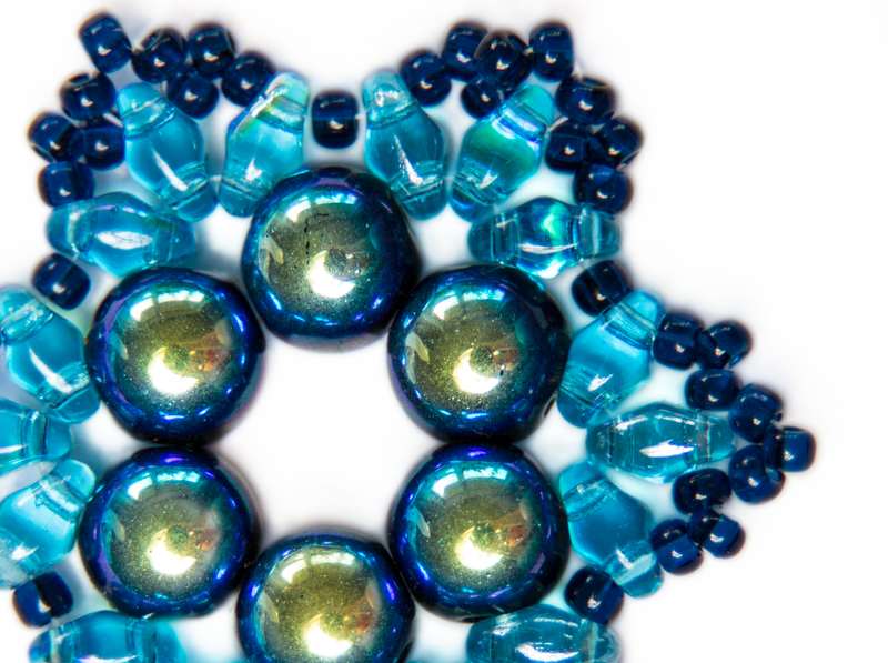 Exclusive DIY Beading Kit For Making Jewelry Snowflake 2pcs, Blue Green, Czech Glass Beads