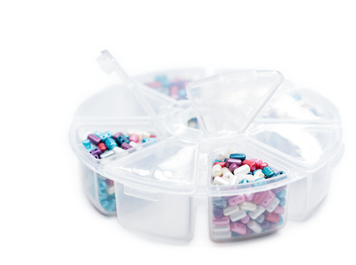 1 pc Plastic Bead Storage Box with 8 compartments and Separate Lids, Semi Transparent