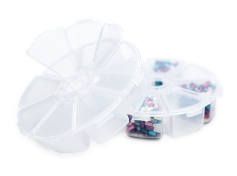 1 pc Plastic Bead Storage Box with 8 compartments and Separate Lids, Semi Transparent