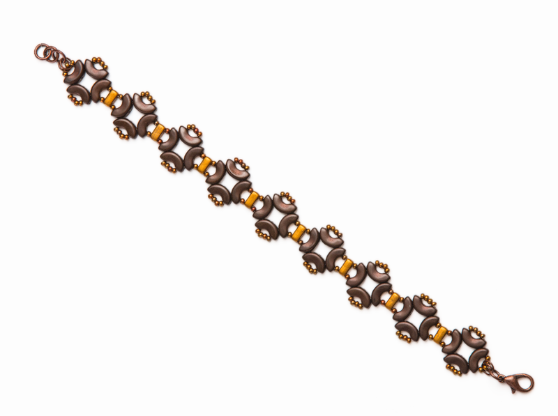 1 pc DIY Beading Kit for Jewelry Making (Bracelet) Magic Identity, Brown Gold, Czech Glass Beads