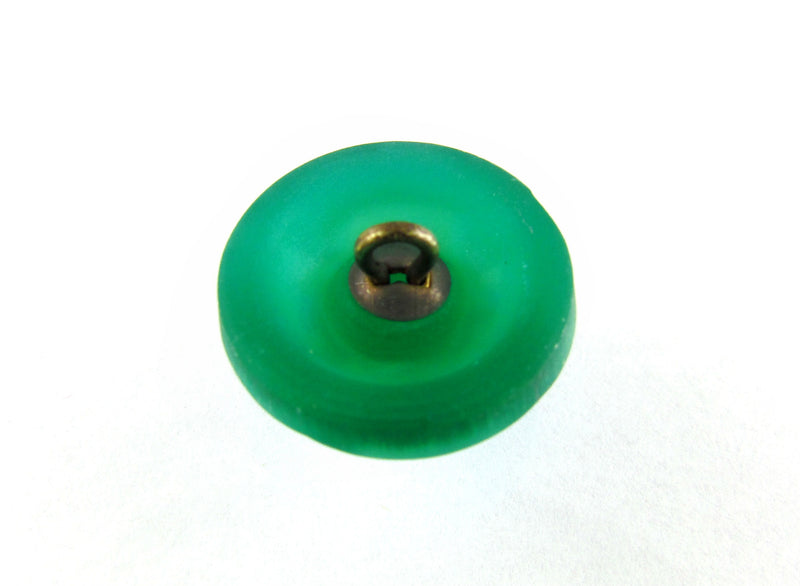 1 pc Czech Glass Button, Emerald Matte AB, Handmade Art, Size 8 (18mm)