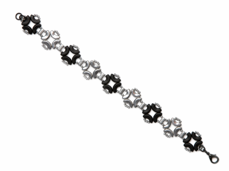 DIY Beading Kit for Jewelry Making (Bracelet) Magic Identity, Silver Black, Czech Glass Beads