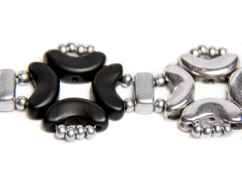 DIY Beading Kit for Jewelry Making (Bracelet) Magic Identity, Silver Black, Czech Glass Beads