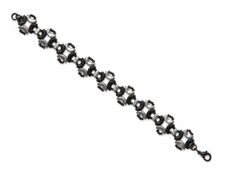 DIY Beading Kit for Jewelry Making (Bracelet) Magic Identity, Silver Black, Czech Glass Beads