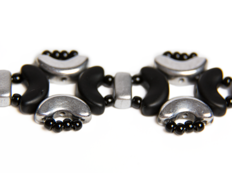 DIY Beading Kit for Jewelry Making (Bracelet) Magic Identity, Silver Black, Czech Glass Beads