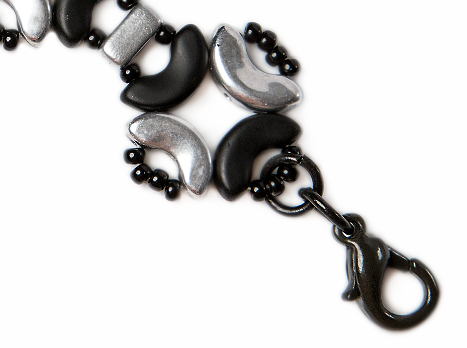 DIY Beading Kit for Jewelry Making (Bracelet) Magic Identity, Silver Black, Czech Glass Beads