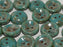4 pcs 2-hole Cup Button Beads, 14mm, Jade Picasso, Pressed Czech Glass, Pressed Czech Glass