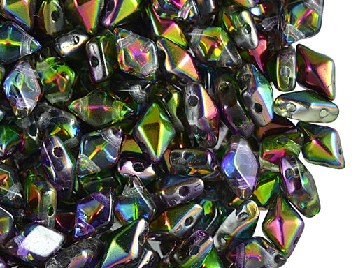 30 pcs 2-hole DiamonDuo™ Beads, 5x8mm, Crystal Magic Orchid, Pressed Czech Glass