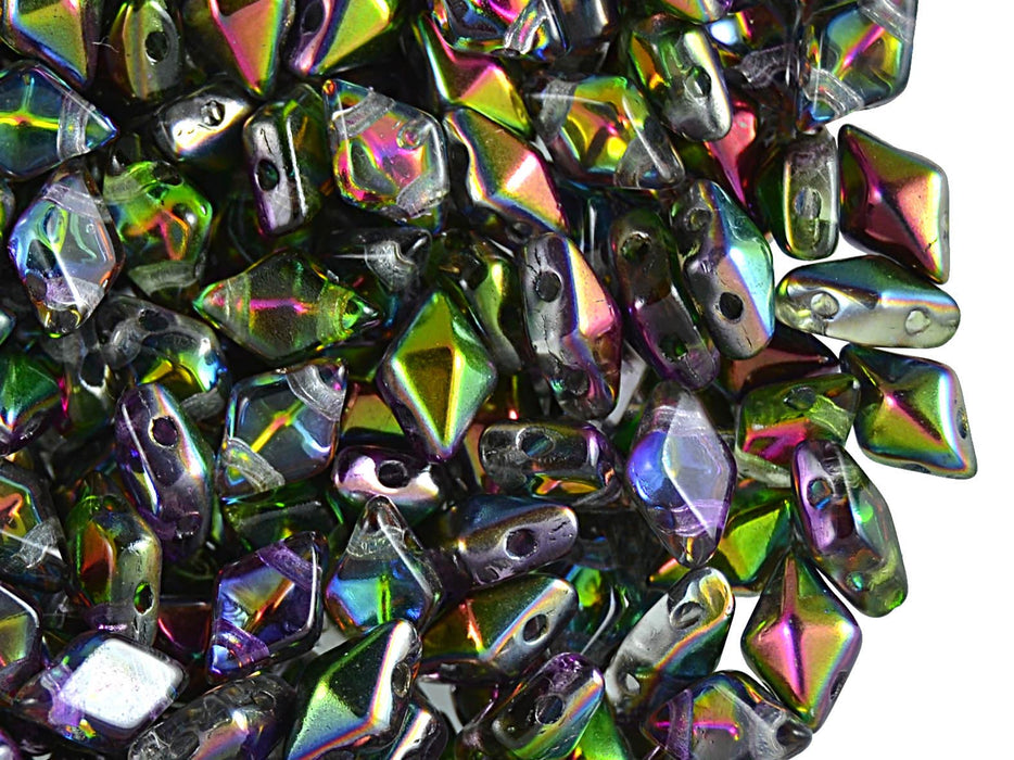 30 pcs 2-hole DiamonDuo™ Beads, 5x8mm, Crystal Magic Orchid, Pressed Czech Glass