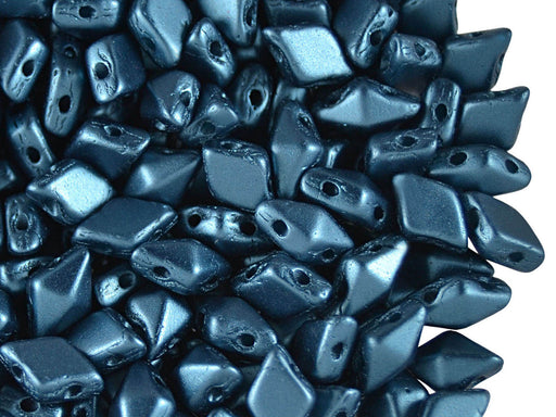 30 pcs 2-hole DiamonDuo™ Beads, 5x8mm, Alabaster Pastel Petrol, Pressed Czech Glass