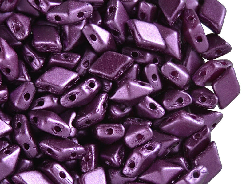 30 pcs 2-hole DiamonDuo™ Beads, 5x8mm, Alabaster Pastel Bordeaux, Pressed Czech Glass